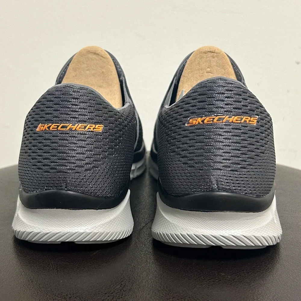 Skechers Charcoal Gray Orange Equalizer Double Play Slip On Fabric Memory Foam
